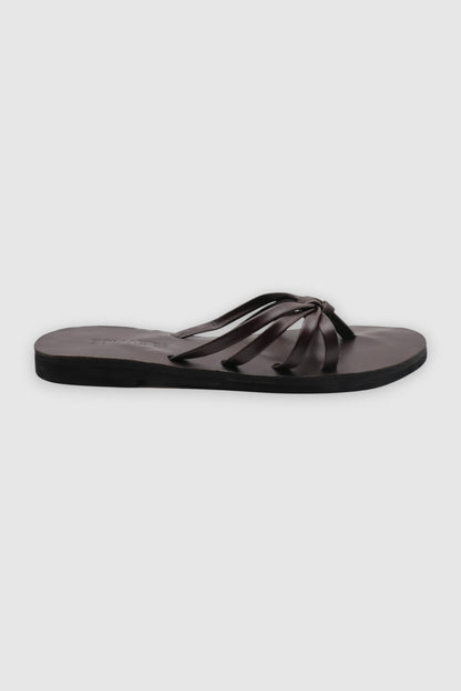 LEWIJE Coogee leather sandal in espresso brown, side profile