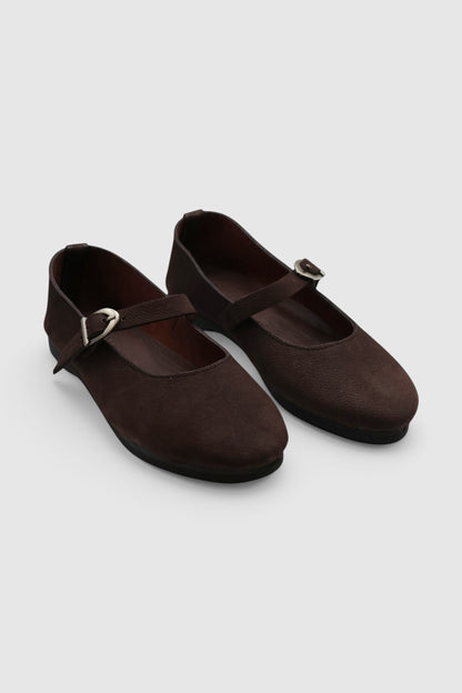 LEWIJE Nora Coat Shoes in espresso nubuck, three-quarter view