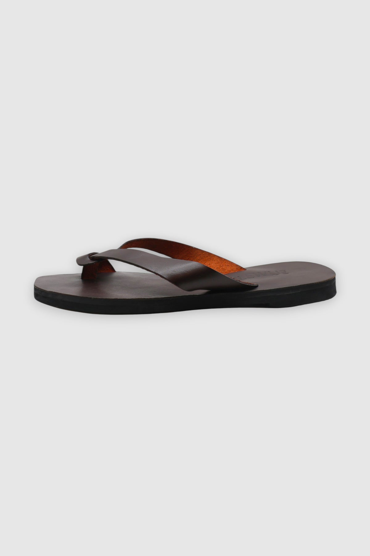 LEWIJE Unawatuna leather flip flop in espresso brown, side profile