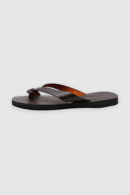 LEWIJE Unawatuna leather flip flop in espresso brown, side profile